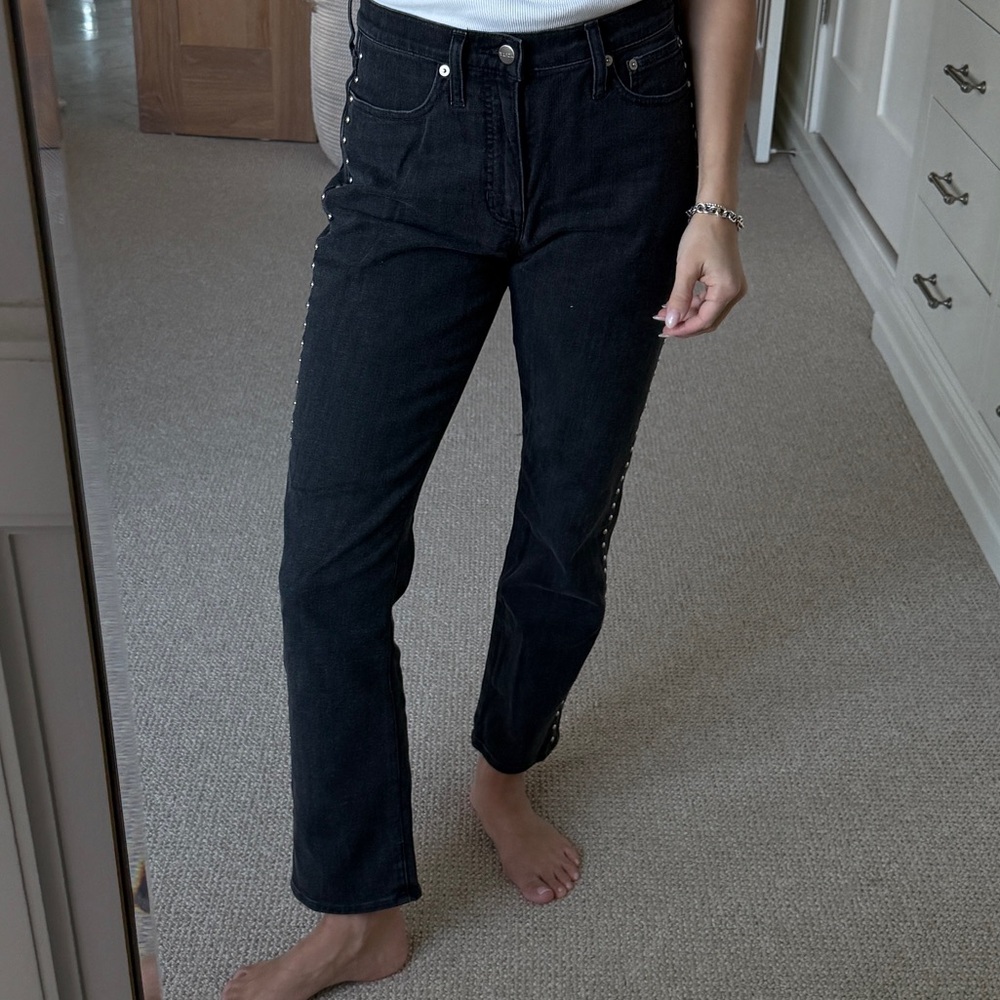 J.Crew studded high-rise straight jean in 1996 semi-stretch